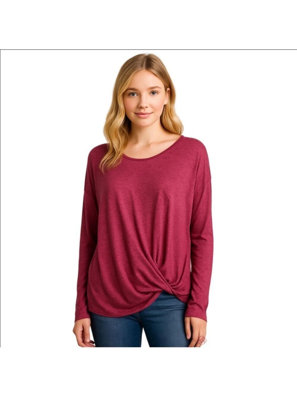 Panilli Purple Lace Up Back Top Women's Large
